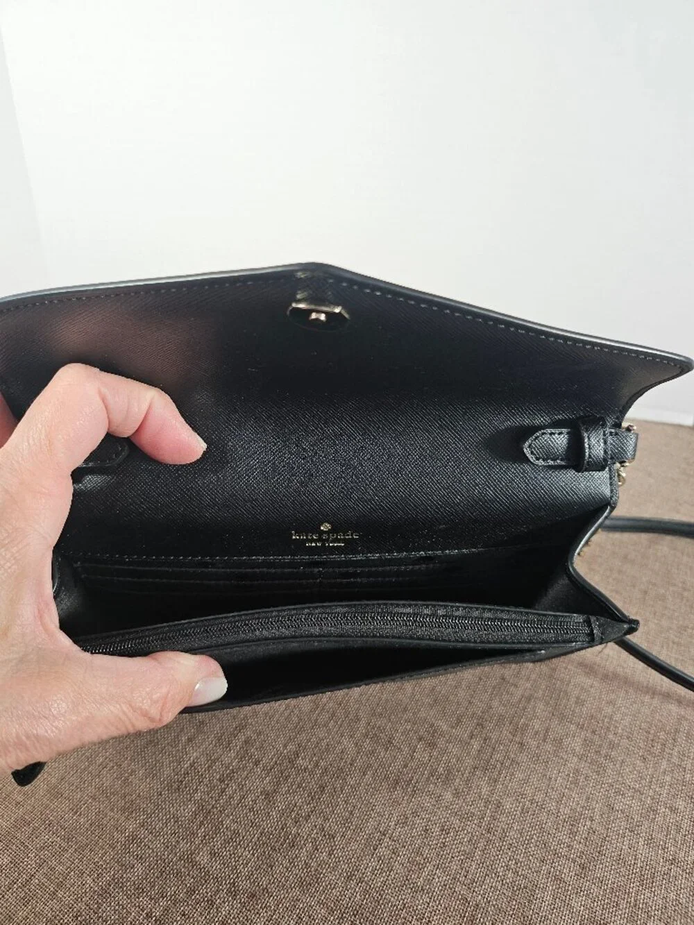 Kate Spade New York Tinsel Glitter Flap Crossbody Bag Black Envelope, Clutch